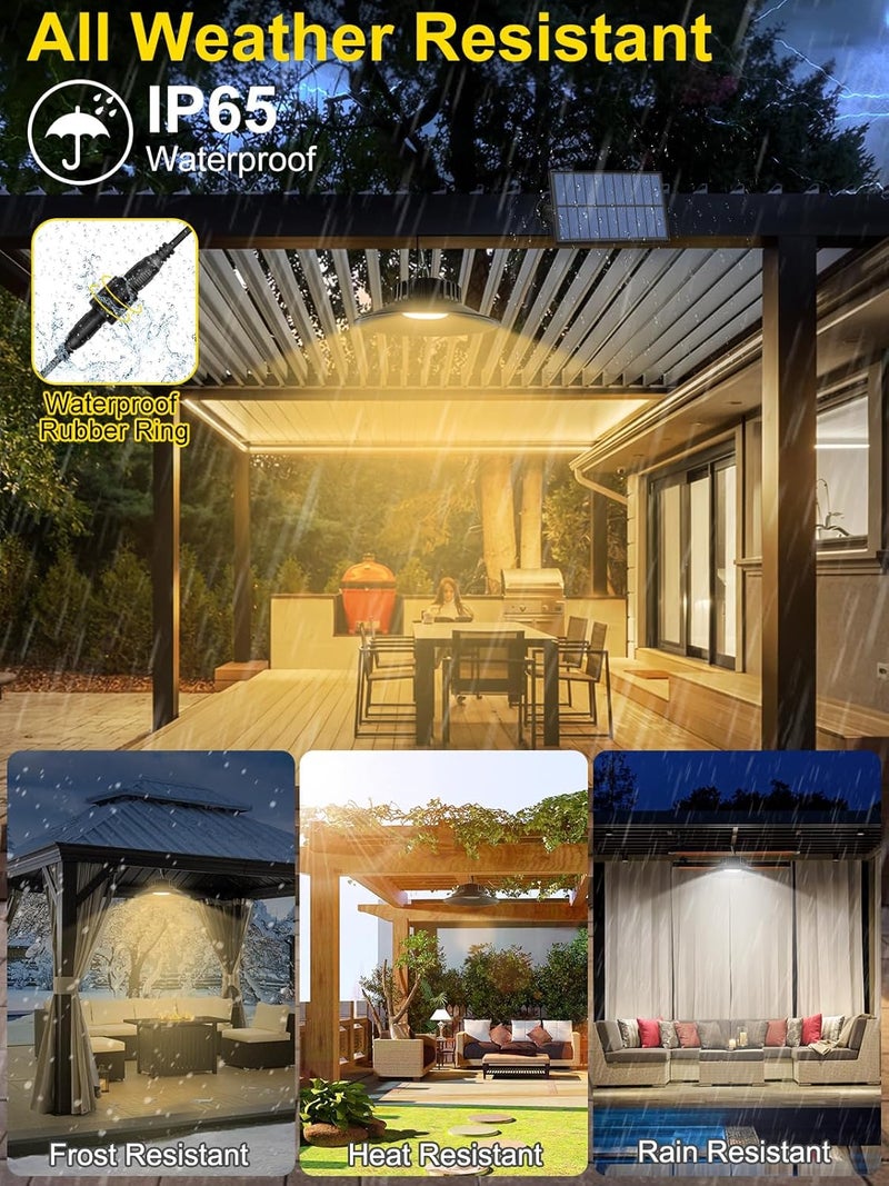 T-SUN Solar Pendant Light Outdoor, 2 Pack Solar Shed Lights Indoor with Remote Control, IP65 Waterproof Shop Light, 3000K/4000K/6000K, Perfect for Barn Chicken Coop Garage Courtyard Balcony - Image 5